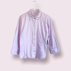 Van Heusen button down shirt, pastel pale lilac lavender button up blouse XL